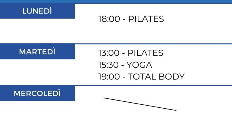 Programma settimanale lezioni online